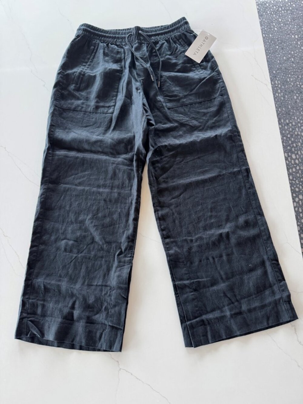 NWT- Athleta  Retreat Linen High Rise Wide Leg Pant - Petite Size Medium